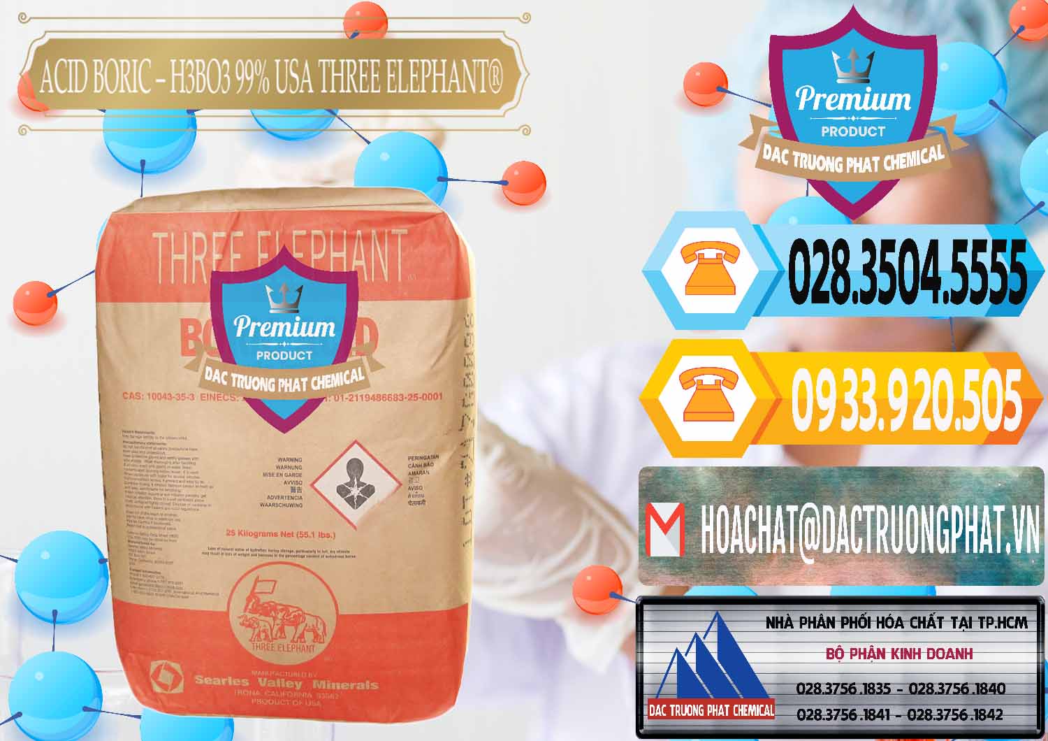 Nơi chuyên cung cấp & bán Acid Boric – Axit Boric H3BO3 Mỹ USA Three Elephant® - 0005 - Cty phân phối ( cung cấp ) hóa chất tại TP.HCM - hoachattayrua.net