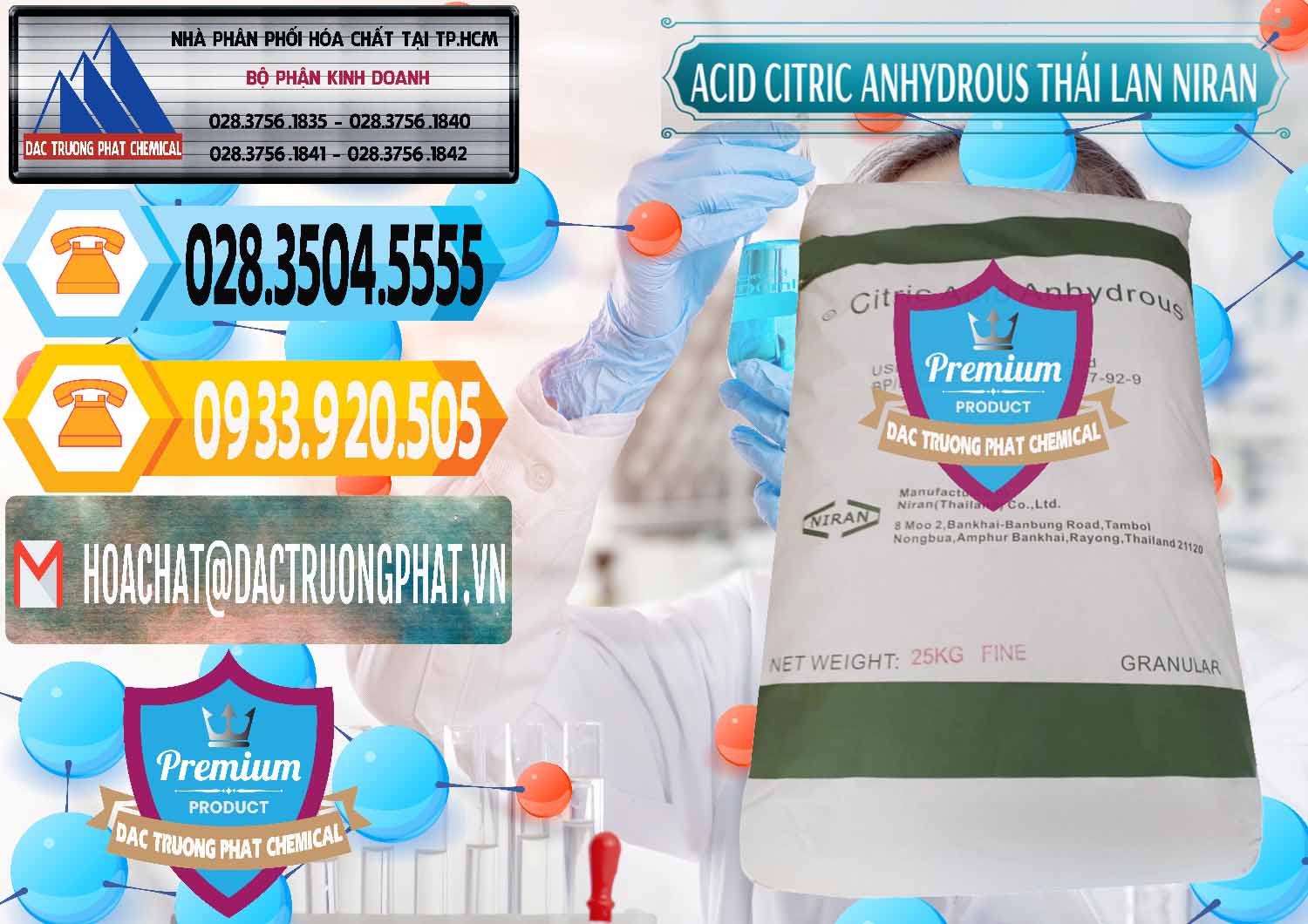 Bán ( phân phối ) Acid Citric - Axit Citric Anhydrous - Thái Lan Niran - 0231 - Công ty nhập khẩu _ phân phối hóa chất tại TP.HCM - hoachattayrua.net