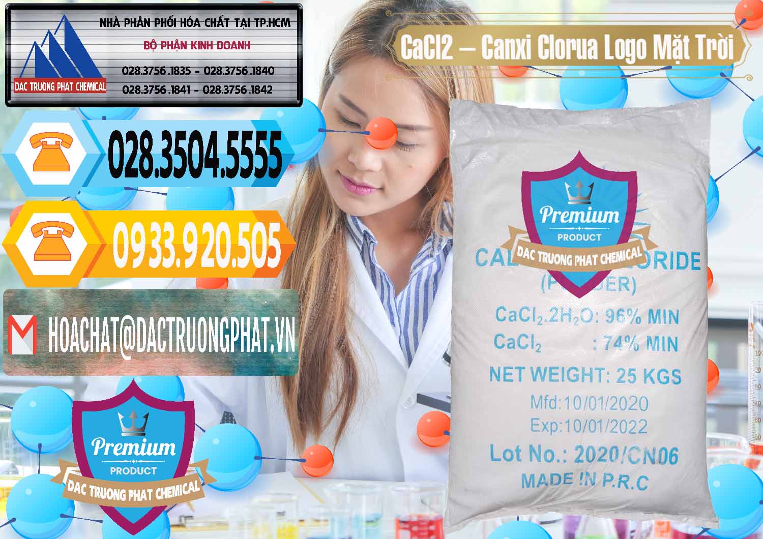 Nhà nhập khẩu & bán CaCl2 – Canxi Clorua 96% Logo Mặt Trời Trung Quốc China - 0041 - Cty bán & phân phối hóa chất tại TP.HCM - hoachattayrua.net