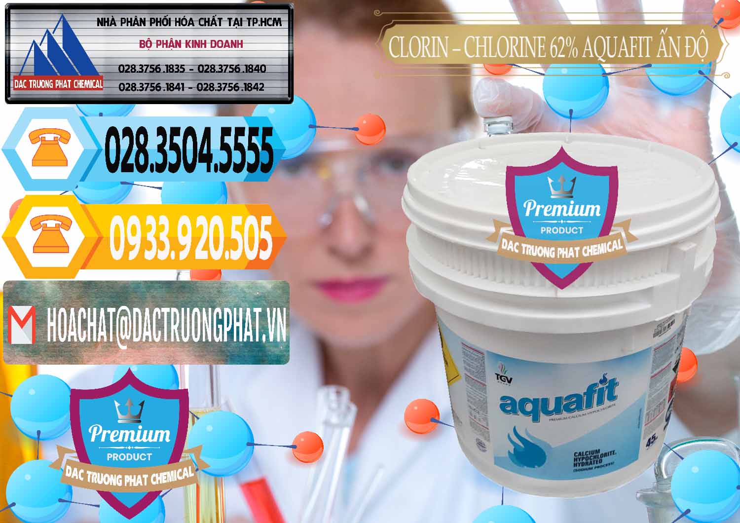 Nhà cung cấp ( bán ) Clorin - Chlorine 62% Aquafit Thùng Lùn Ấn Độ India - 0057 - Nhà cung cấp và phân phối hóa chất tại TP.HCM - hoachattayrua.net