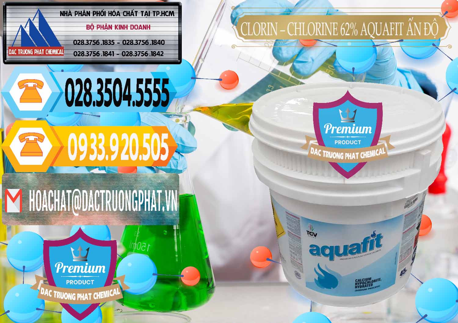 Nhà cung ứng ( bán ) Clorin - Chlorine 62% Aquafit Thùng Lùn Ấn Độ India - 0057 - Đơn vị chuyên bán và phân phối hóa chất tại TP.HCM - hoachattayrua.net