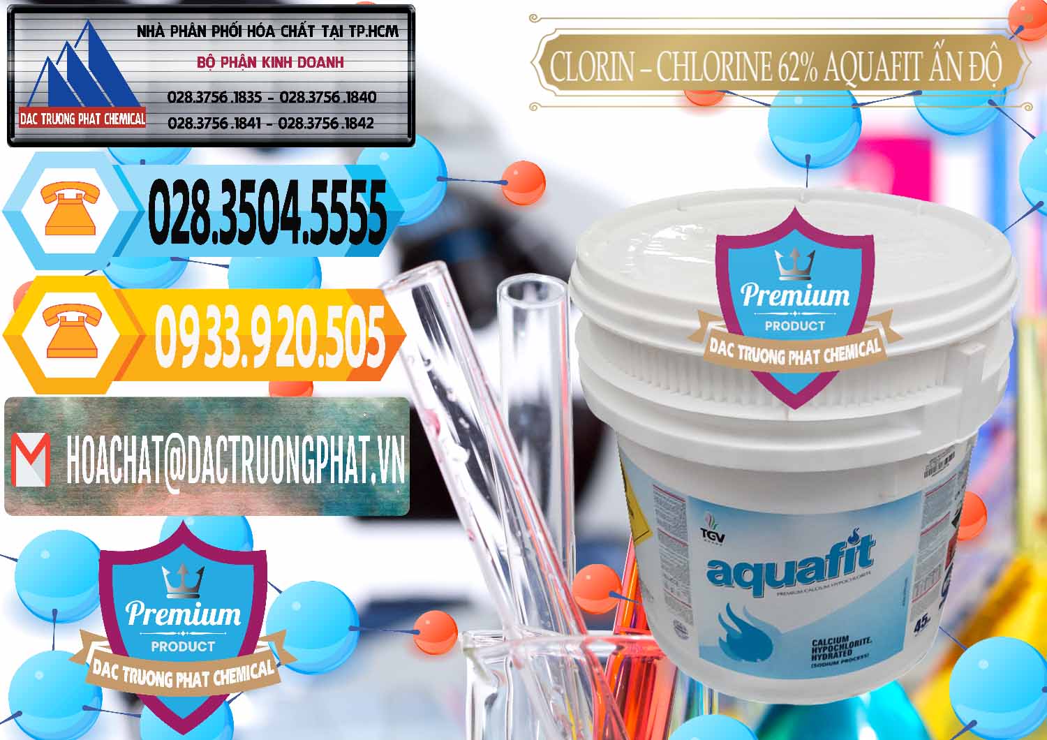 Cty chuyên phân phối & bán Clorin - Chlorine 62% Aquafit Thùng Lùn Ấn Độ India - 0057 - Chuyên cung ứng _ phân phối hóa chất tại TP.HCM - hoachattayrua.net