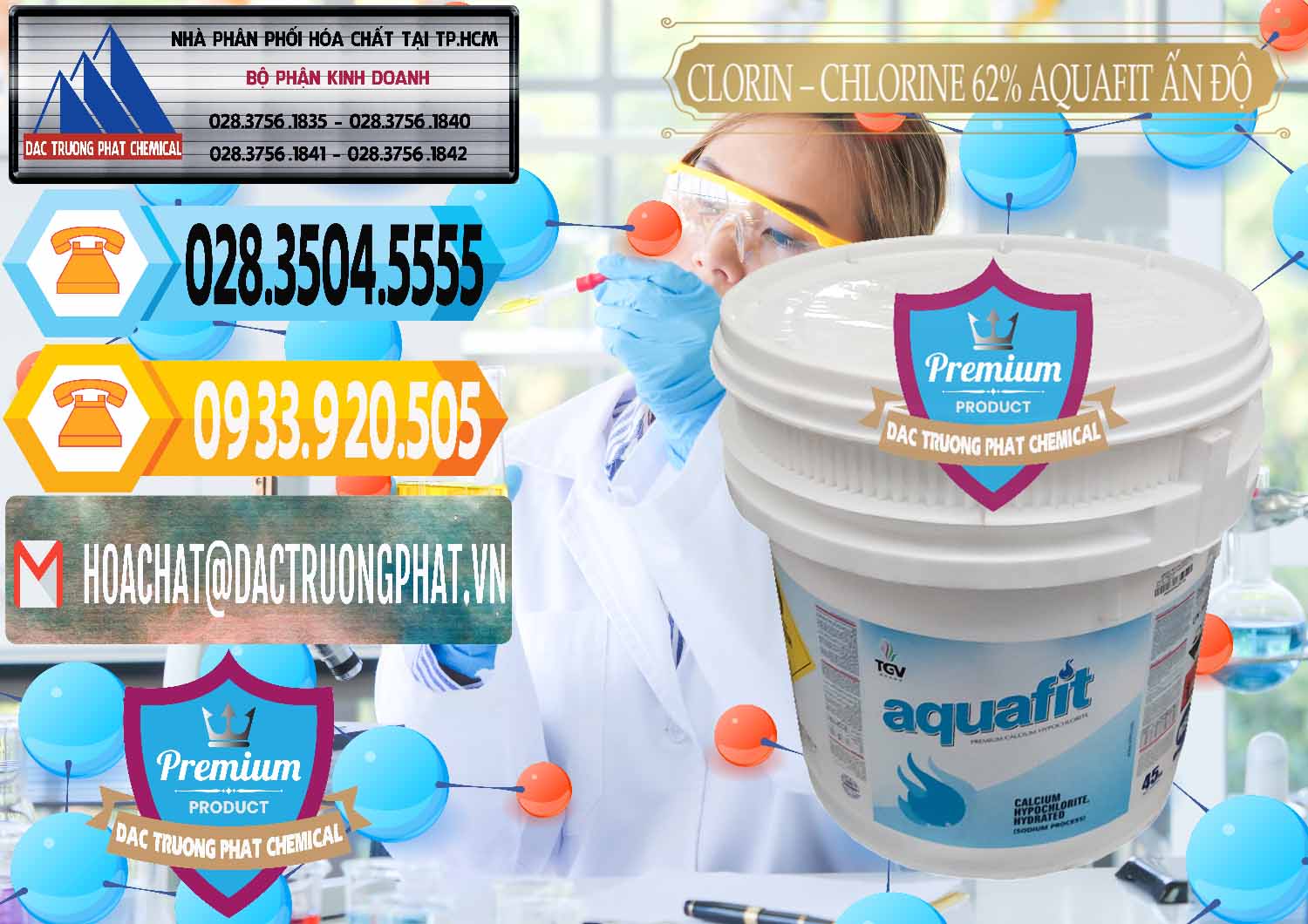 Kinh doanh & bán Clorin - Chlorine 62% Aquafit Thùng Lùn Ấn Độ India - 0057 - Chuyên phân phối & nhập khẩu hóa chất tại TP.HCM - hoachattayrua.net