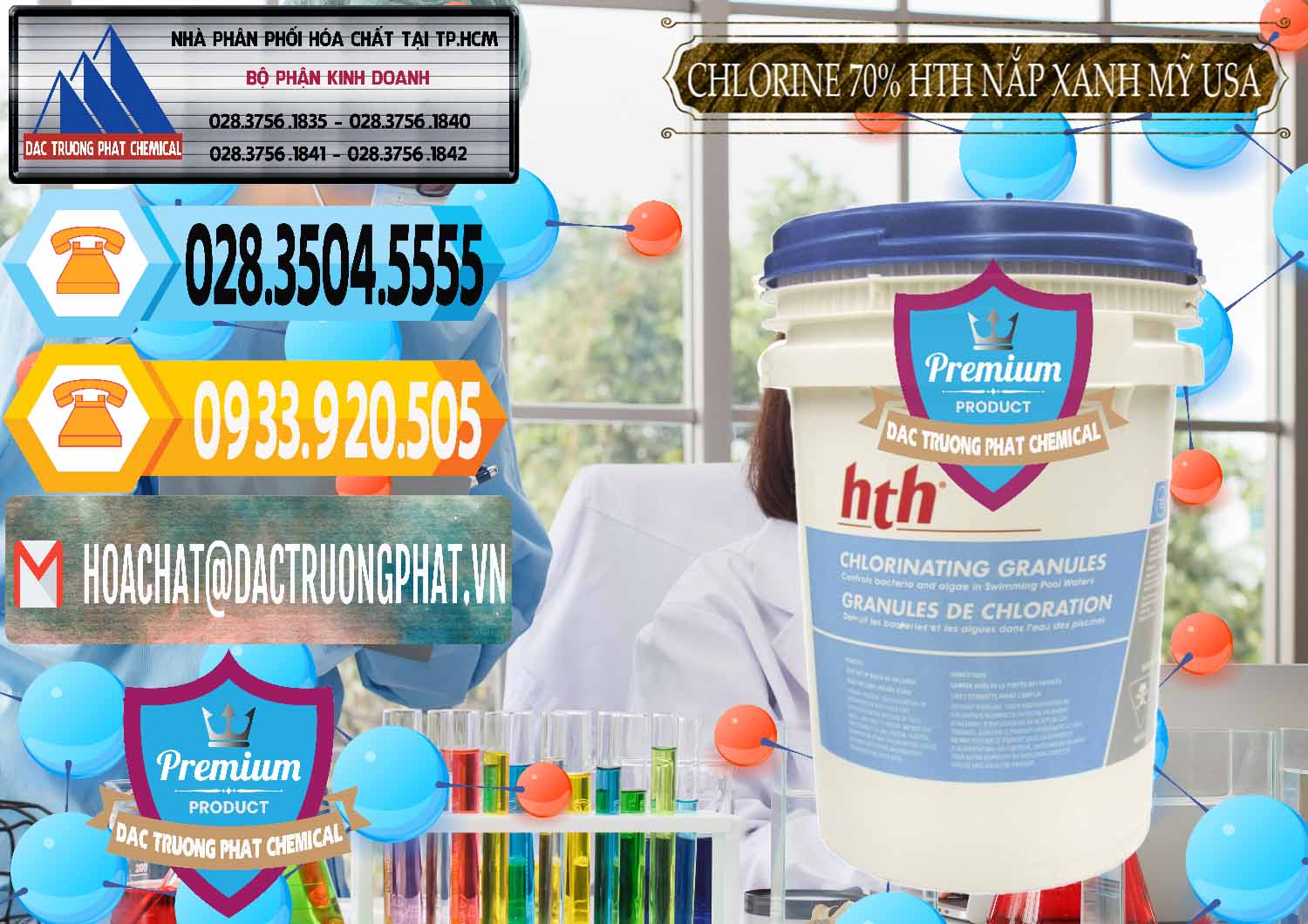 Chuyên cung cấp và bán Clorin – Chlorine 70% HTH Nắp Xanh Mỹ Usa - 0245 - Phân phối & cung cấp hóa chất tại TP.HCM - hoachattayrua.net