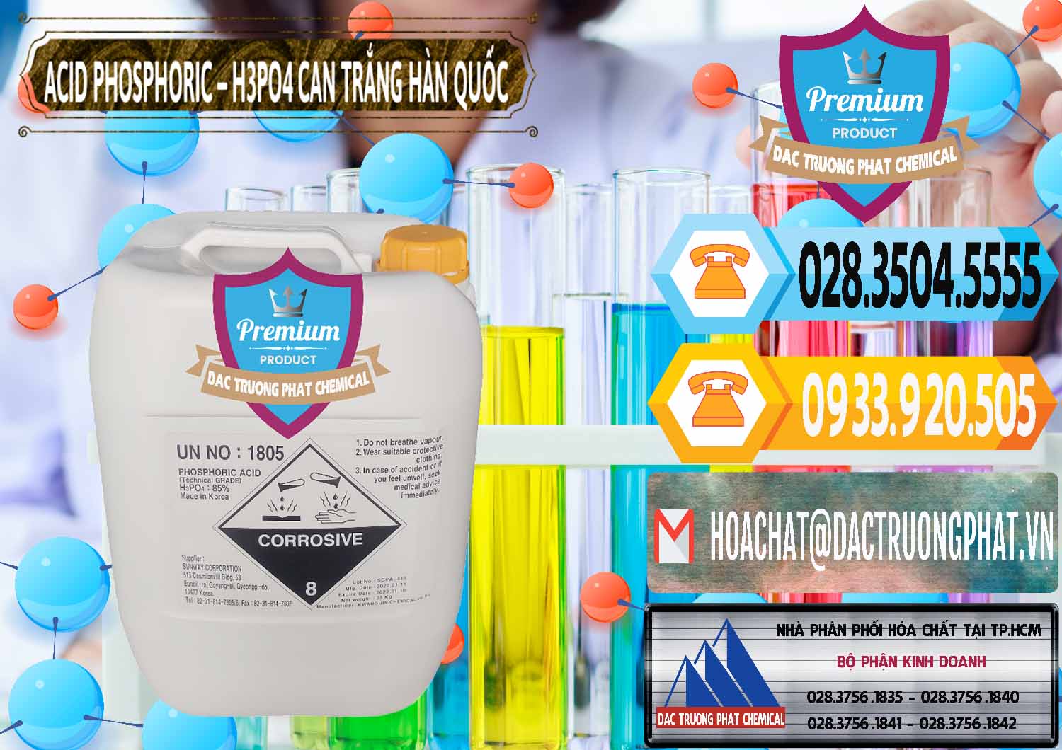 Nhà phân phối ( bán ) Acid Phosphoric - Axit Phosphoric H3PO4 Can Trắng Hàn Quốc Korea - 0017 - Đơn vị nhập khẩu & phân phối hóa chất tại TP.HCM - hoachattayrua.net