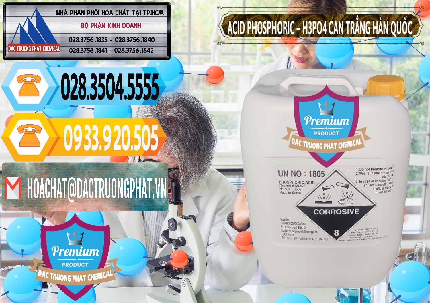 Bán ( cung ứng ) Acid Phosphoric - Axit Phosphoric H3PO4 Can Trắng Hàn Quốc Korea - 0017 - Nơi phân phối & cung ứng hóa chất tại TP.HCM - hoachattayrua.net