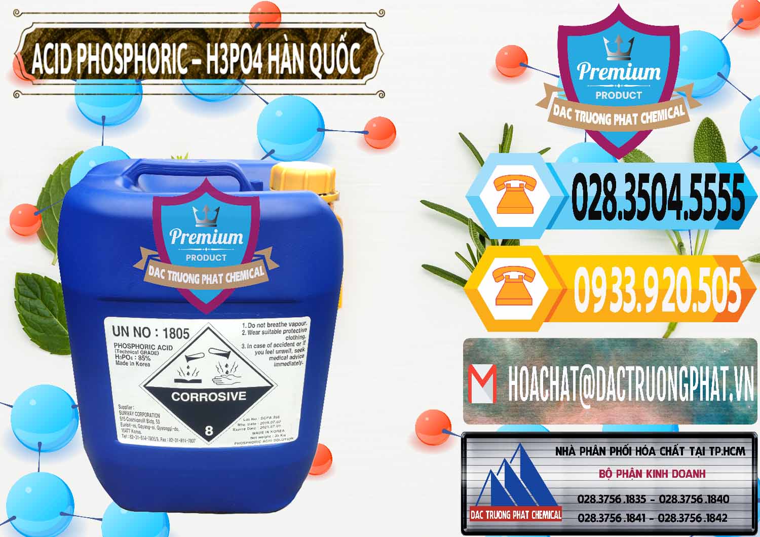 Cty chuyên nhập khẩu & bán Acid Phosphoric – H3PO4 85% Can Xanh Hàn Quốc Korea - 0016 - Chuyên bán và cung cấp hóa chất tại TP.HCM - hoachattayrua.net