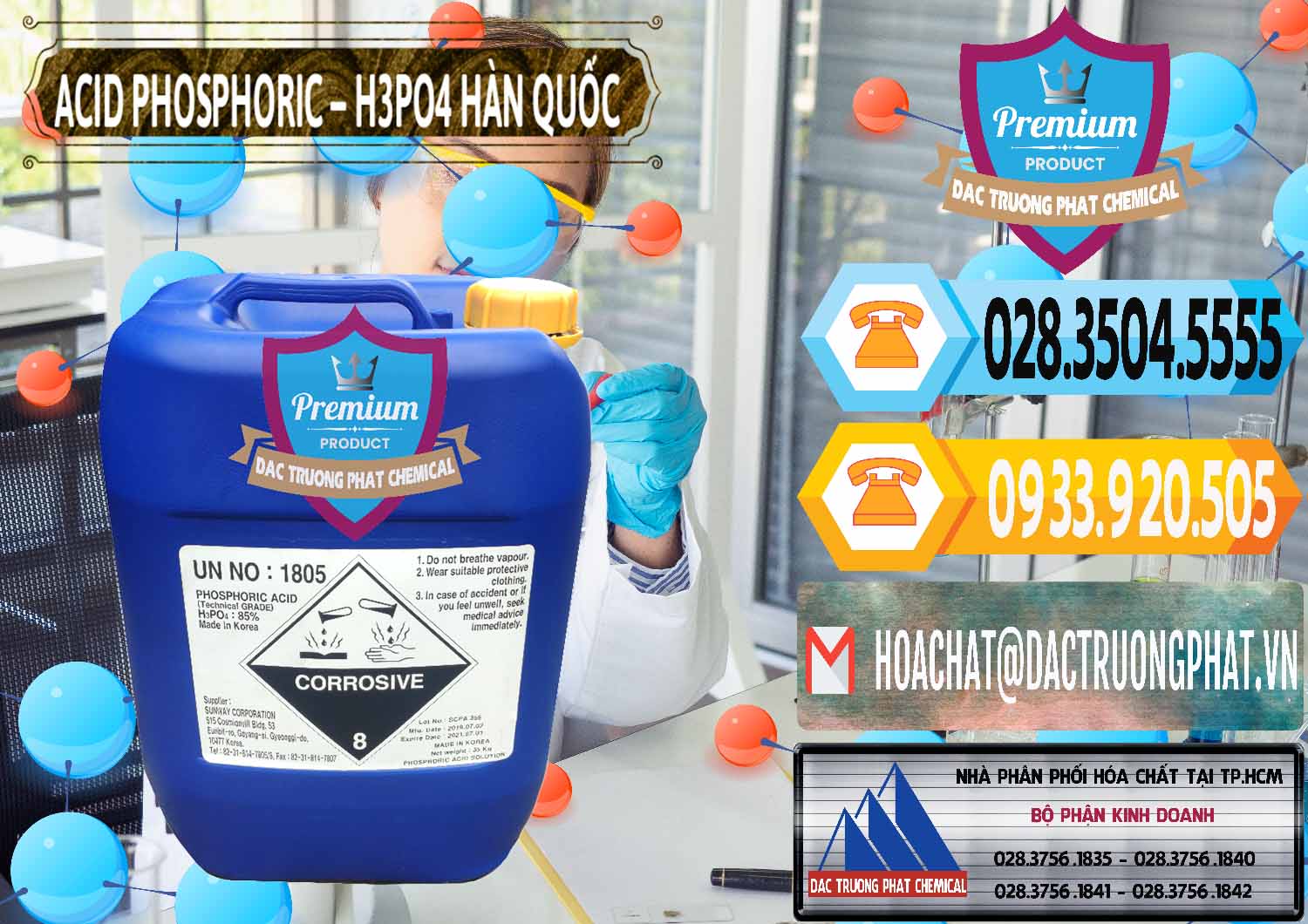 Đơn vị chuyên bán _ phân phối Acid Phosphoric – H3PO4 85% Can Xanh Hàn Quốc Korea - 0016 - Công ty chuyên bán & phân phối hóa chất tại TP.HCM - hoachattayrua.net