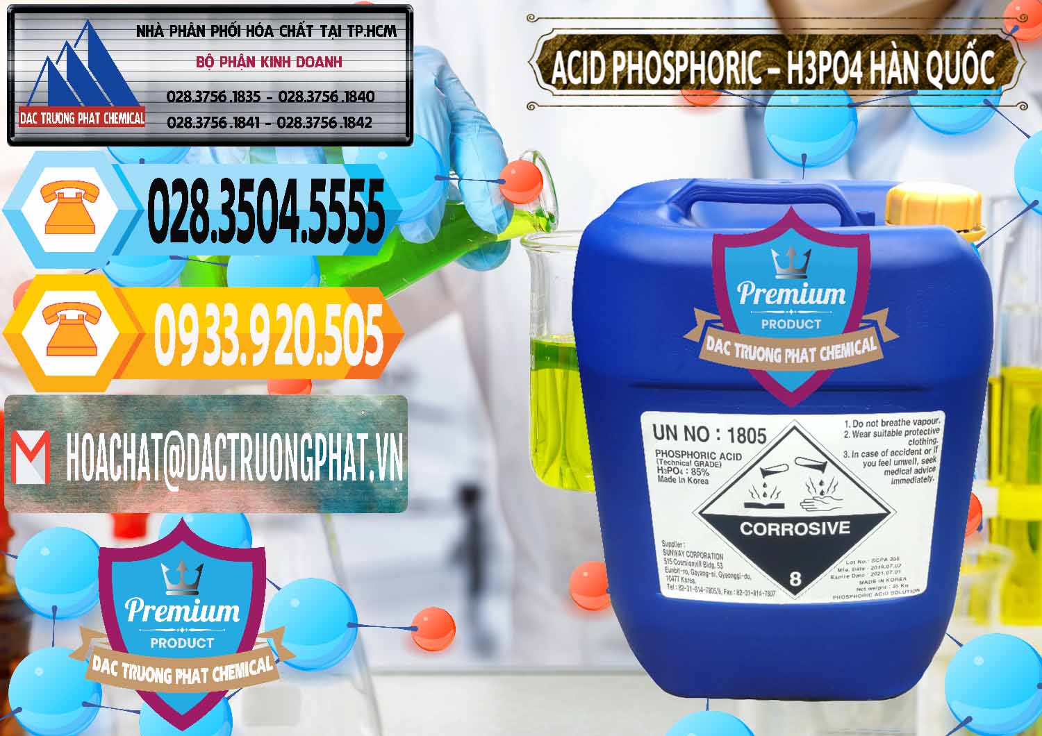 Bán _ phân phối Acid Phosphoric – H3PO4 85% Can Xanh Hàn Quốc Korea - 0016 - Kinh doanh _ cung cấp hóa chất tại TP.HCM - hoachattayrua.net