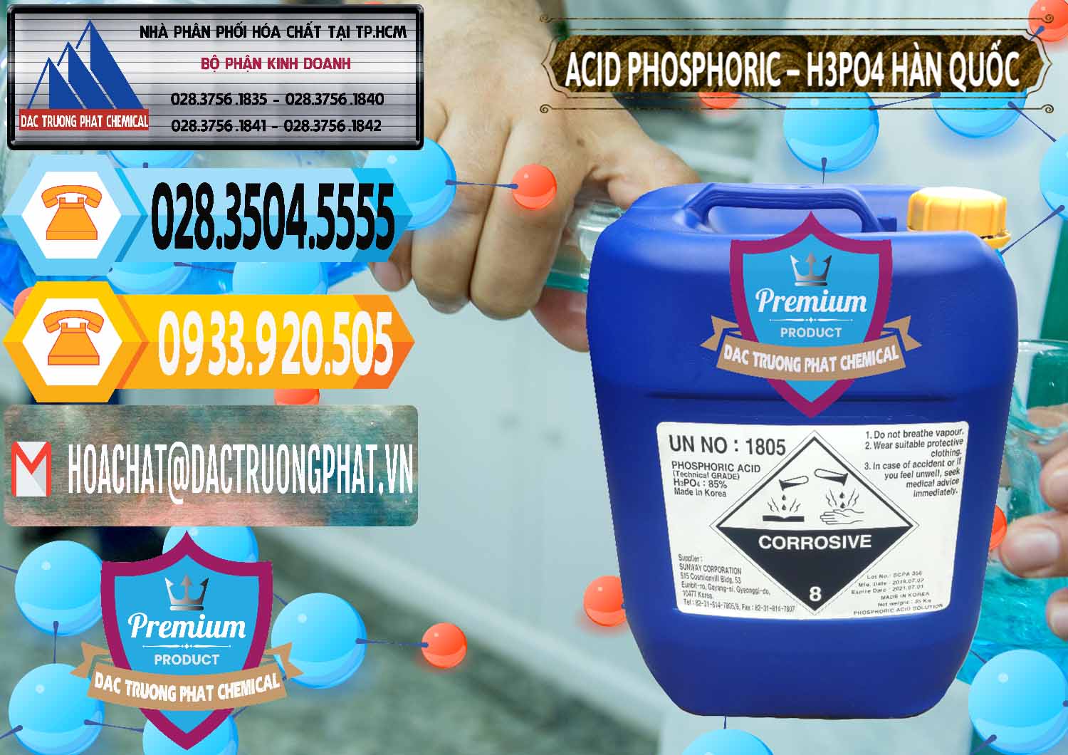 Công ty chuyên phân phối _ bán Acid Phosphoric – H3PO4 85% Can Xanh Hàn Quốc Korea - 0016 - Công ty cung ứng ( phân phối ) hóa chất tại TP.HCM - hoachattayrua.net