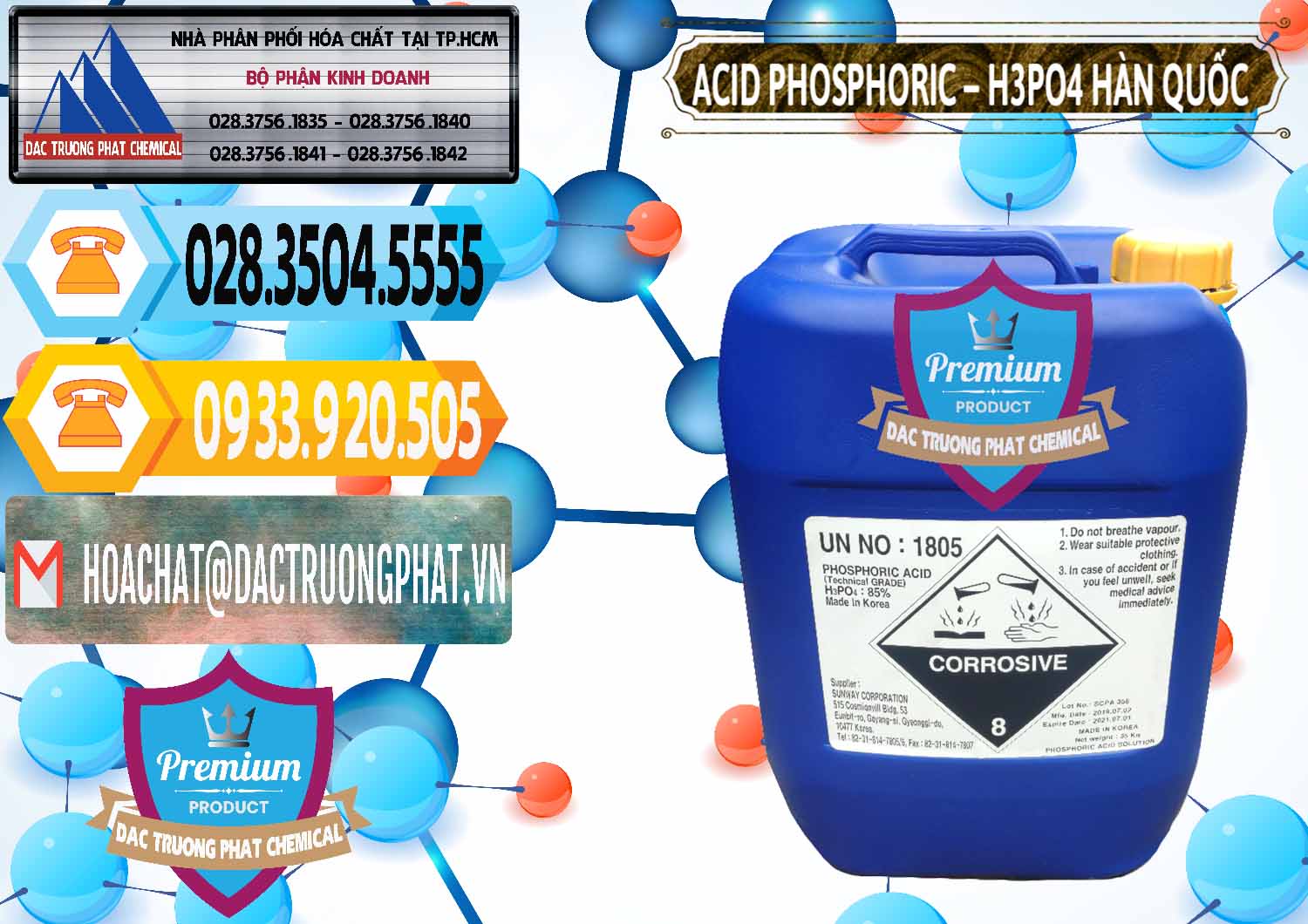 Đơn vị bán ( phân phối ) Acid Phosphoric – H3PO4 85% Can Xanh Hàn Quốc Korea - 0016 - Công ty chuyên phân phối và nhập khẩu hóa chất tại TP.HCM - hoachattayrua.net