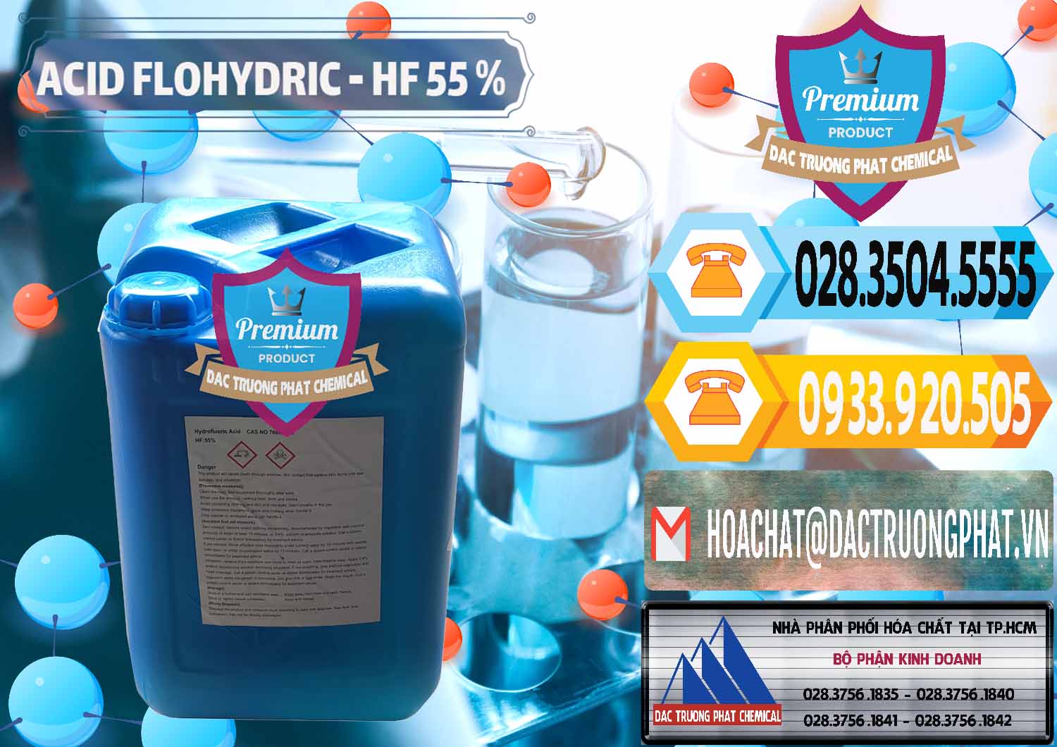 Chuyên bán ( cung cấp ) Axit HF - Acid HF 55% Can Xanh Trung Quốc China - 0080 - Đơn vị kinh doanh ( phân phối ) hóa chất tại TP.HCM - hoachattayrua.net