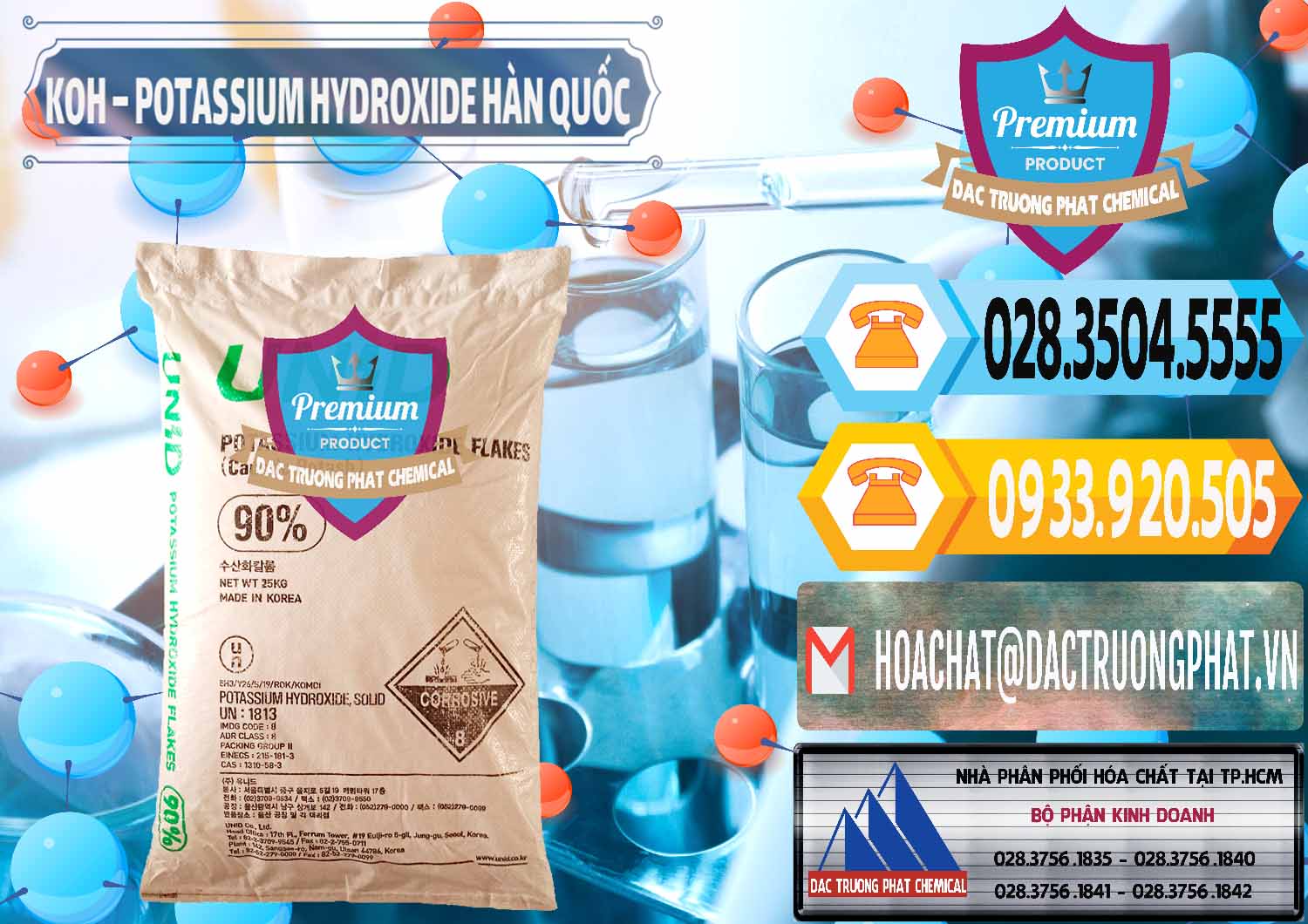 Chuyên nhập khẩu - bán KOH ( 90%) – Potassium Hydroxide Unid Hàn Quốc Korea - 0090 - Công ty phân phối _ bán hóa chất tại TP.HCM - hoachattayrua.net