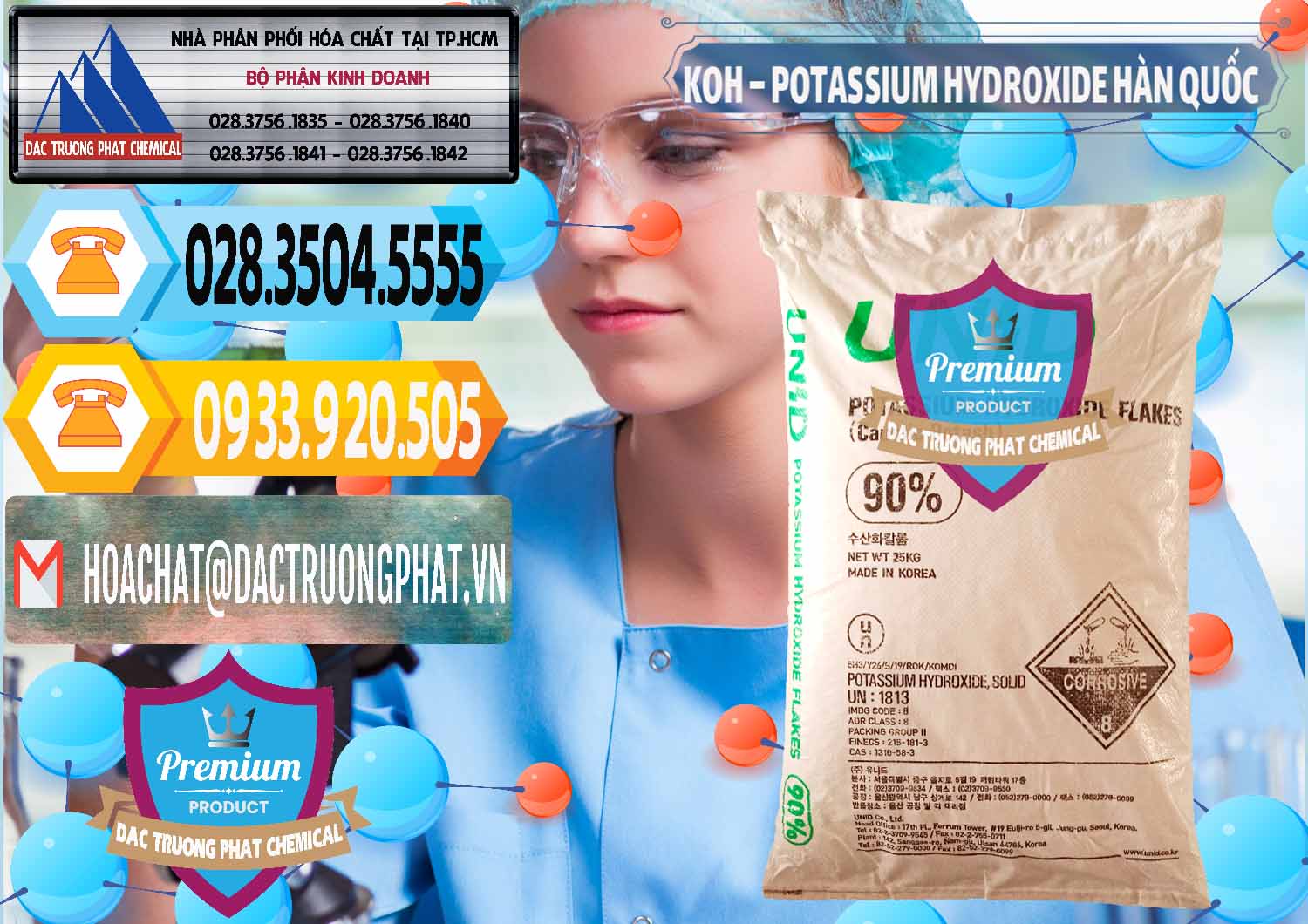 Nhà nhập khẩu - bán KOH ( 90%) – Potassium Hydroxide Unid Hàn Quốc Korea - 0090 - Cty chuyên phân phối - kinh doanh hóa chất tại TP.HCM - hoachattayrua.net