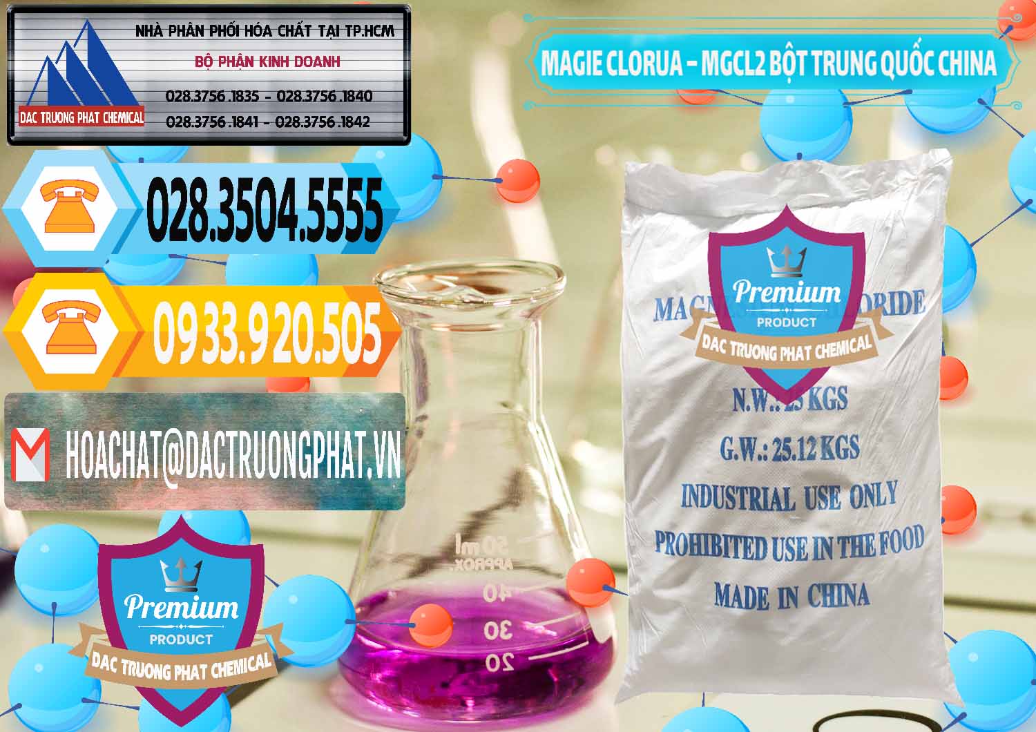 Công ty nhập khẩu - bán Magie Clorua – MGCL2 96% Dạng Bột Bao Chữ Xanh Trung Quốc China - 0207 - Nơi chuyên phân phối _ bán hóa chất tại TP.HCM - hoachattayrua.net