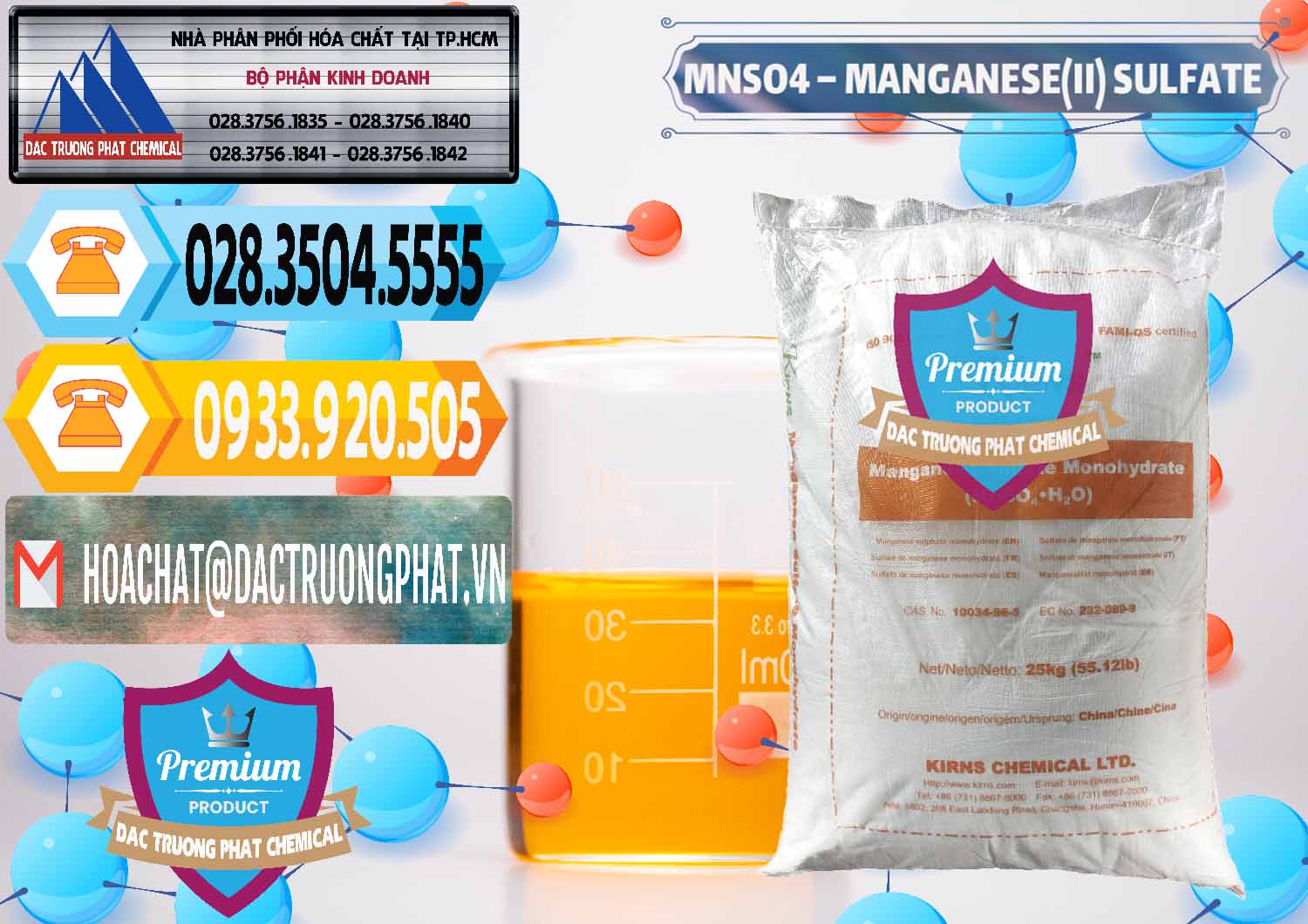 Cty phân phối \ bán MnSO4 - Mangan Sunfat Powder Monohydrate Kirns Trung Quốc China tại Bình Phước Công ty cung cấp - bán MNSO4 – Manganese (II) Sulfate Kirns Trung Quốc China - 0095 - Chuyên phân phối - nhập khẩu hóa chất tại TP.HCM - hoachattayrua.net