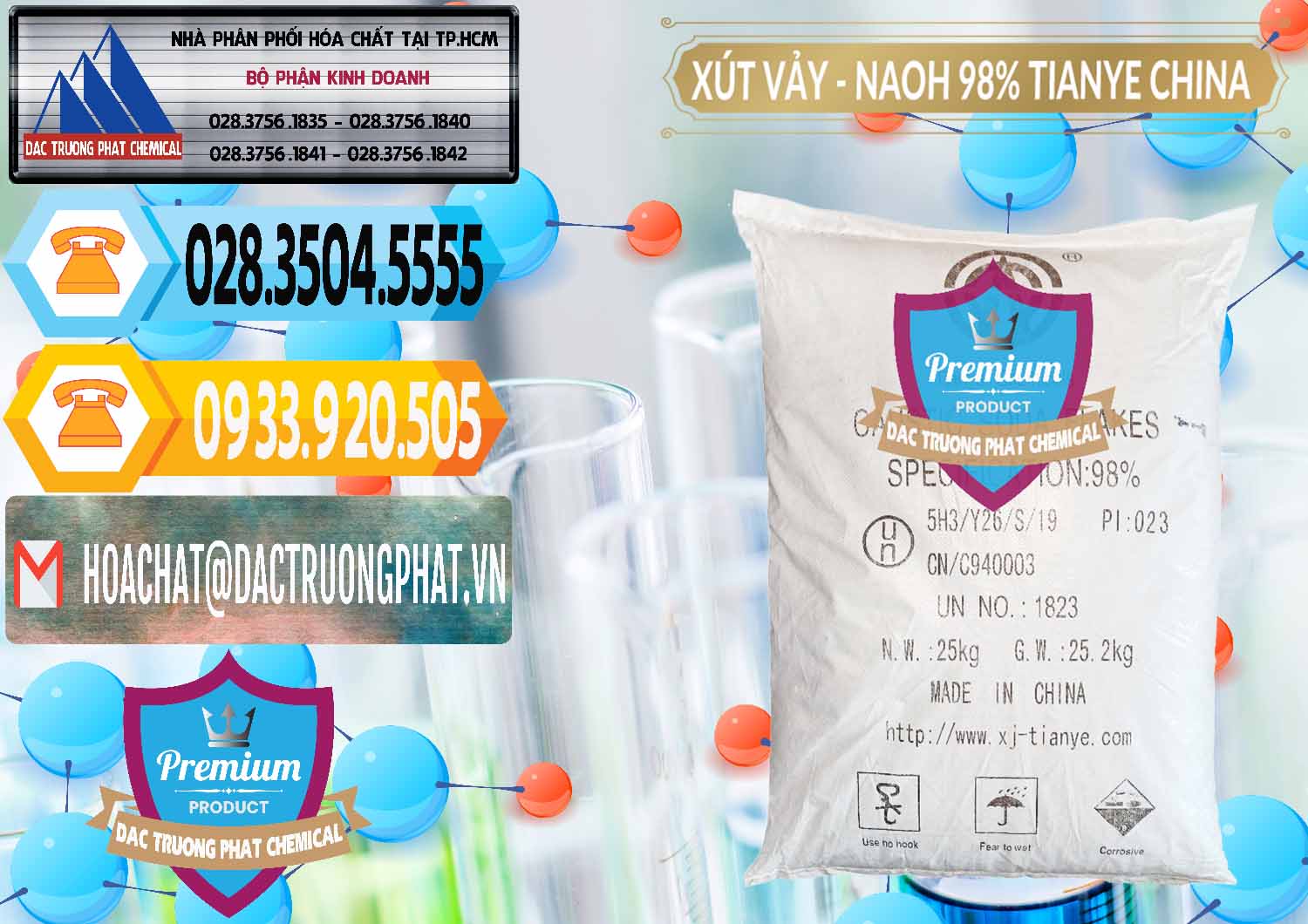 Nhà nhập khẩu - bán Xút Vảy - NaOH Vảy 98% Tianye Trung Quốc China - 0177 - Công ty chuyên kinh doanh và cung cấp hóa chất tại TP.HCM - hoachattayrua.net