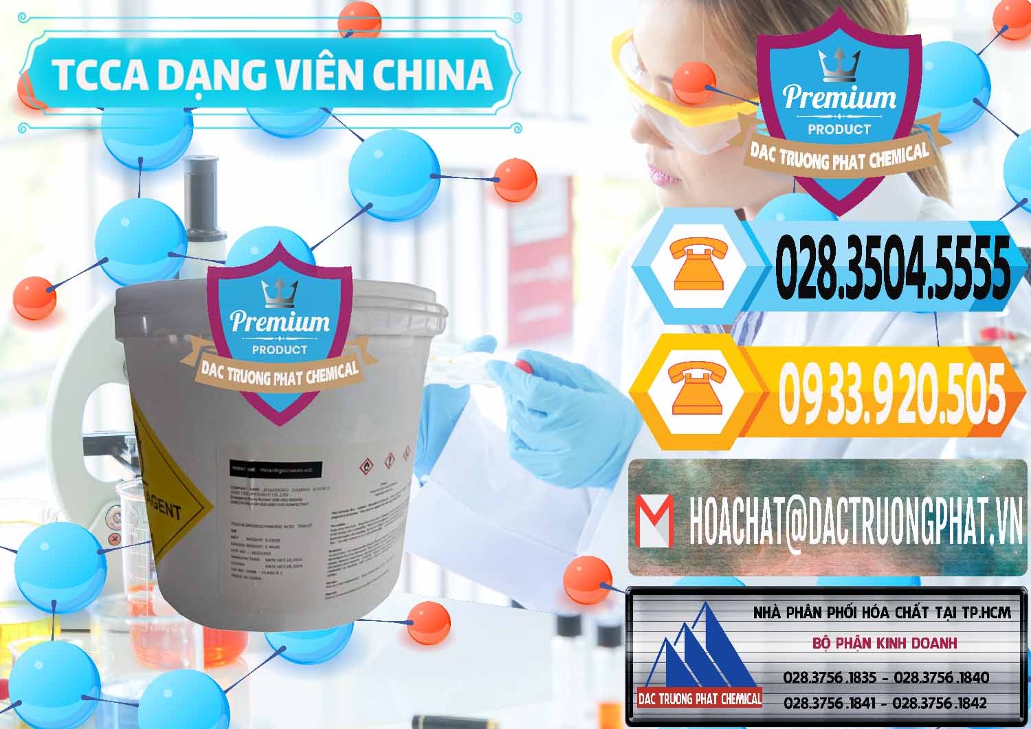 Bán và cung ứng TCCA - Acid Trichloroisocyanuric Dạng Viên Thùng 5kg Trung Quốc China - 0379 - Phân phối - bán hóa chất tại TP.HCM - hoachattayrua.net