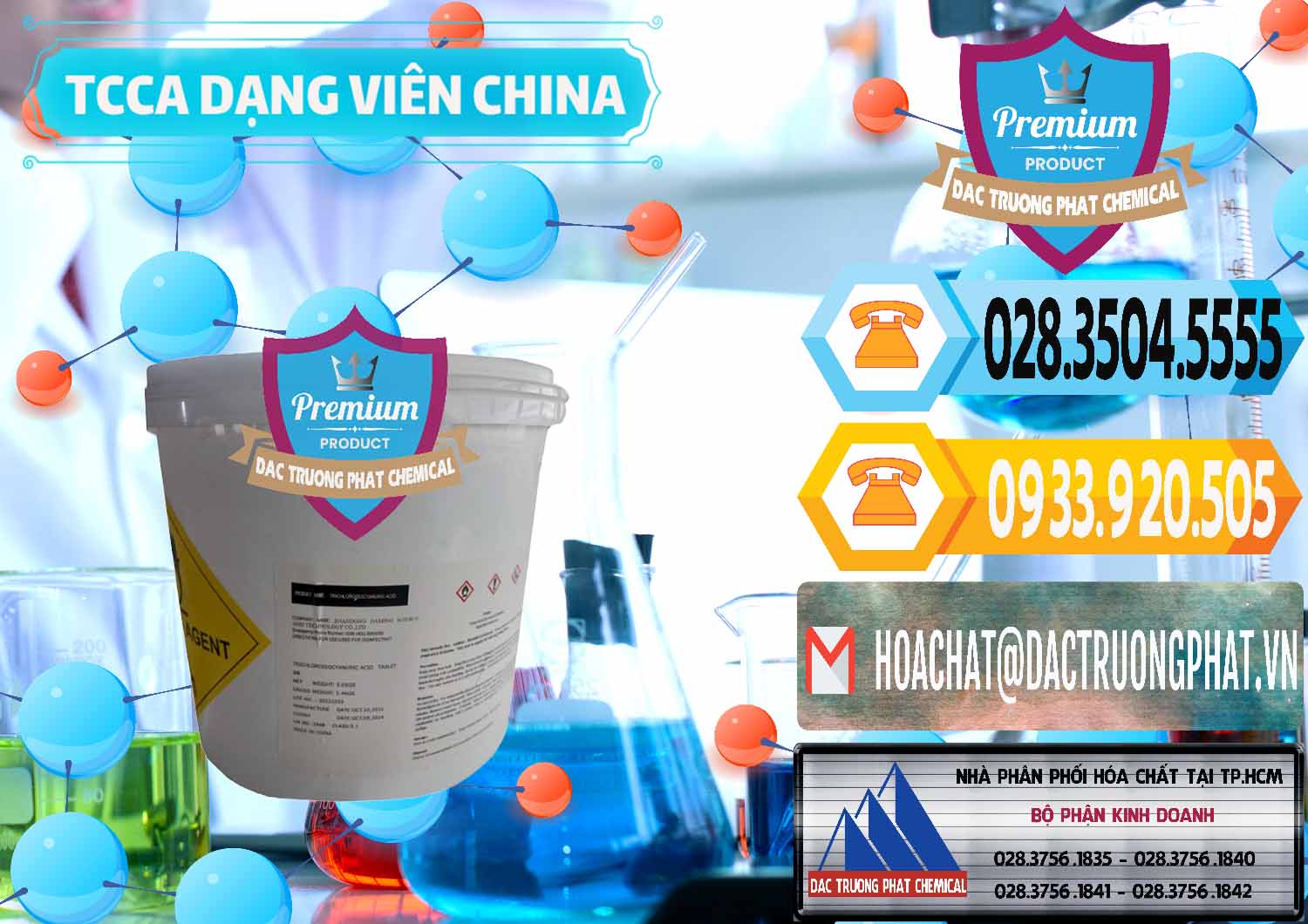 Công ty bán & cung cấp TCCA - Acid Trichloroisocyanuric Dạng Viên Thùng 5kg Trung Quốc China - 0379 - Chuyên phân phối _ cung cấp hóa chất tại TP.HCM - hoachattayrua.net