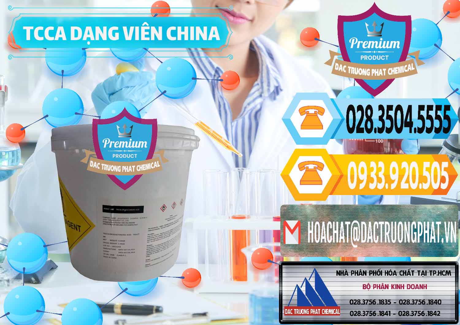 Nơi cung ứng - bán TCCA - Acid Trichloroisocyanuric Dạng Viên Thùng 5kg Trung Quốc China - 0379 - Nhập khẩu - cung cấp hóa chất tại TP.HCM - hoachattayrua.net
