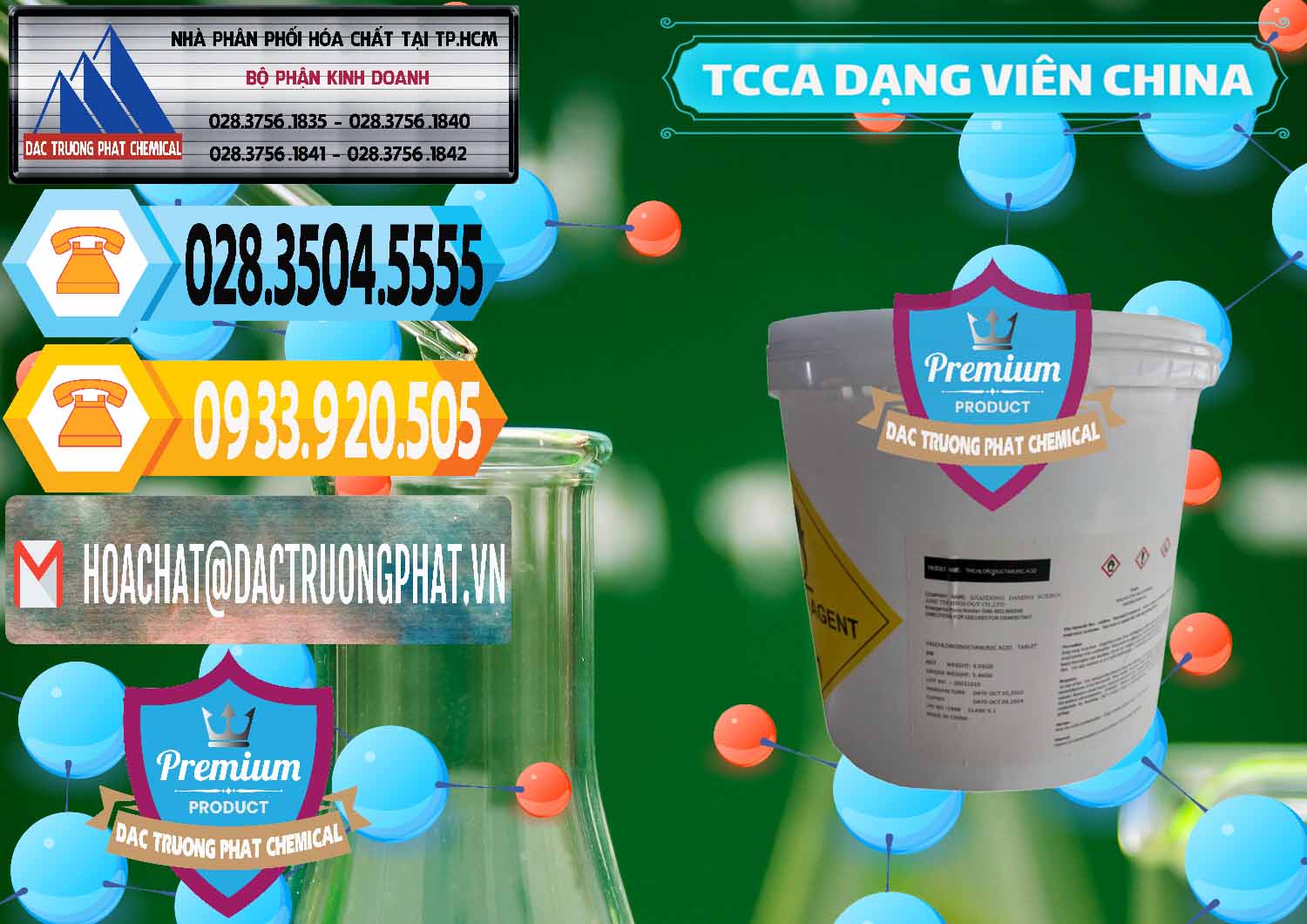 Nhà nhập khẩu ( bán ) TCCA - Acid Trichloroisocyanuric Dạng Viên Thùng 5kg Trung Quốc China - 0379 - Nơi phân phối _ cung cấp hóa chất tại TP.HCM - hoachattayrua.net