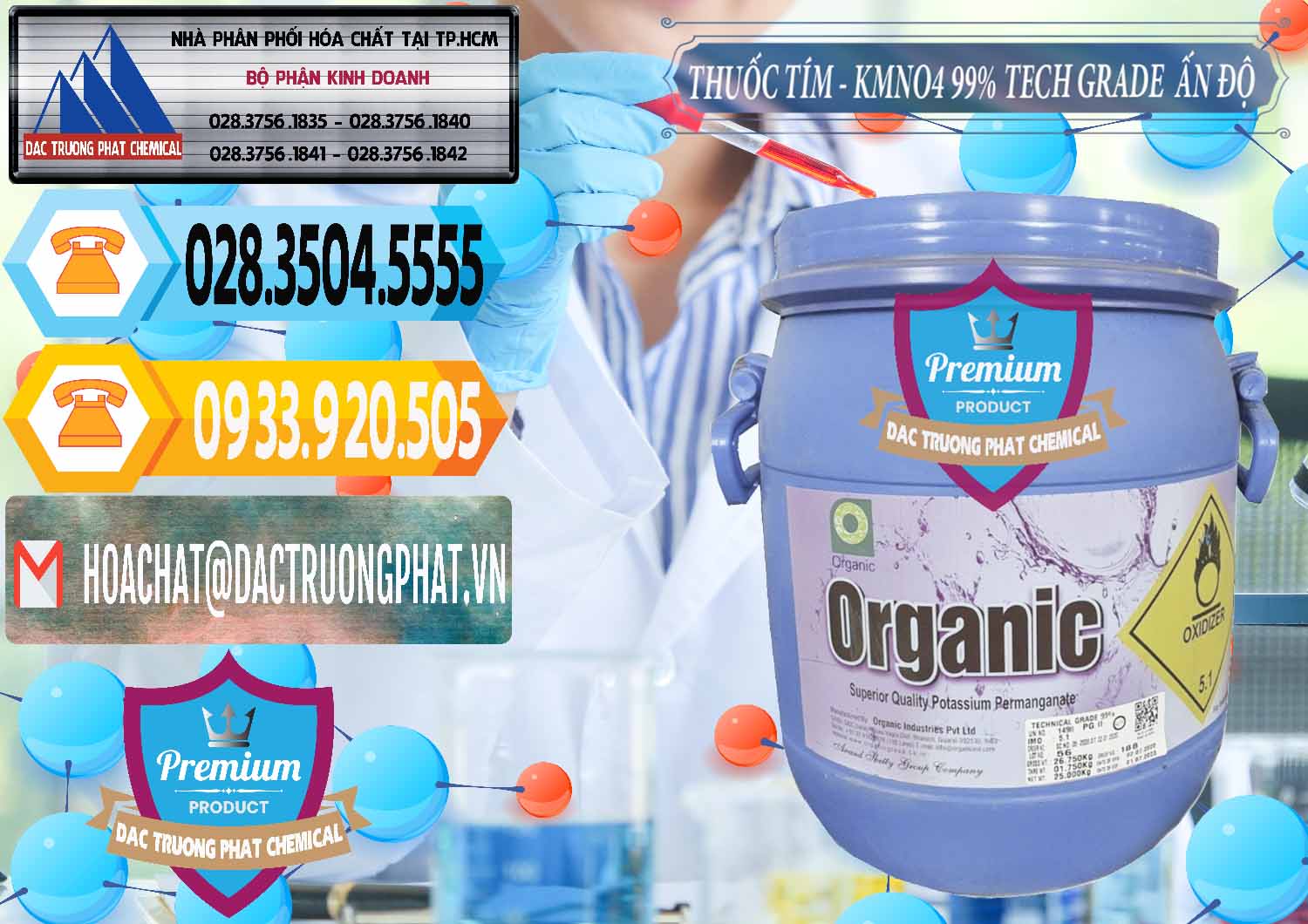 Nhà nhập khẩu - bán Thuốc Tím - KMNO4 99% Organic Group Ấn Độ India - 0250 - Nơi bán & cung cấp hóa chất tại TP.HCM - hoachattayrua.net