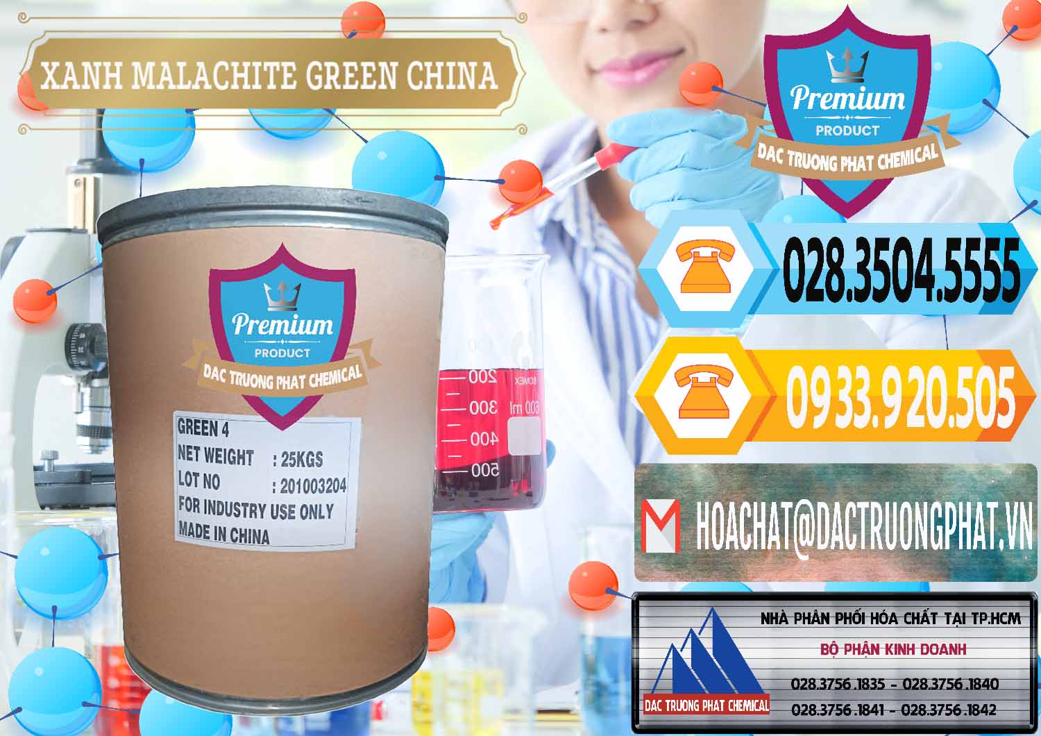 Đơn vị chuyên nhập khẩu và bán Xanh Malachite Green Trung Quốc China - 0325 - Nhà nhập khẩu ( cung cấp ) hóa chất tại TP.HCM - hoachattayrua.net