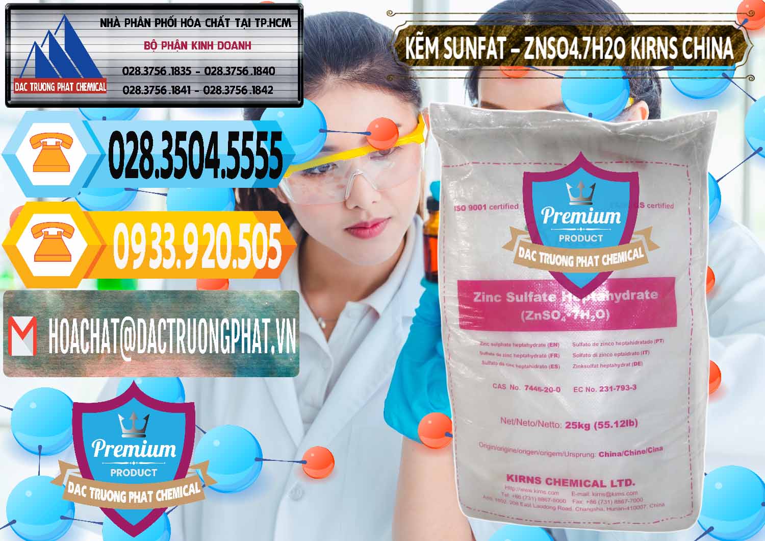 Đơn vị nhập khẩu & bán Kẽm Sunfat – ZNSO4.7H2O Kirns Trung Quốc China - 0089 - Chuyên cung cấp & phân phối hóa chất tại TP.HCM - hoachattayrua.net