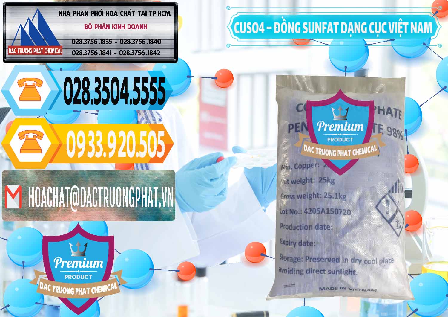 Cty chuyên kinh doanh ( bán ) CUSO4 – Đồng Sunfat Dạng Cục Việt Nam - 0303 - Công ty chuyên bán - cung cấp hóa chất tại TP.HCM - hoachattayrua.net