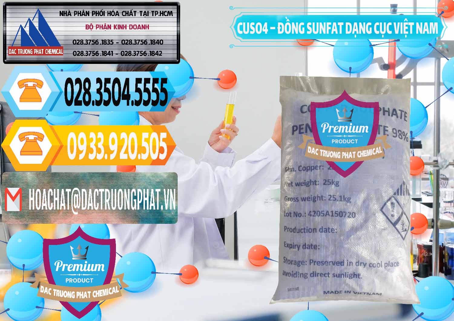 Nhà phân phối & cung cấp CUSO4 – Đồng Sunfat Dạng Cục Việt Nam - 0303 - Công ty chuyên bán _ cung cấp hóa chất tại TP.HCM - hoachattayrua.net
